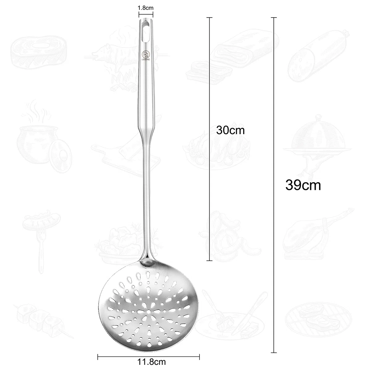 Utensilio de acero inoxidable con mango