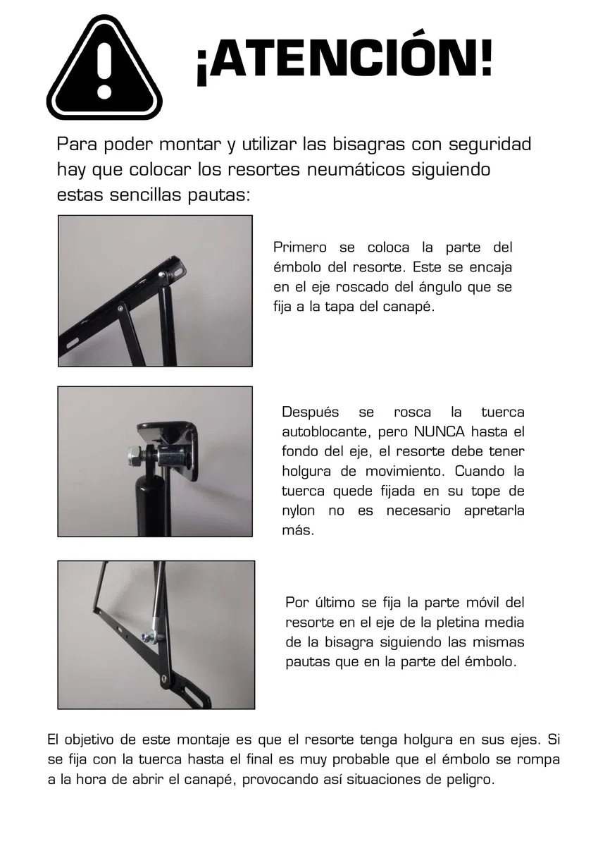 Juego de 2 amortiguadores o Resortes de Gas para canapés de 900N - Brida M-8 - Ideal para canapés de 105cm - Cuens