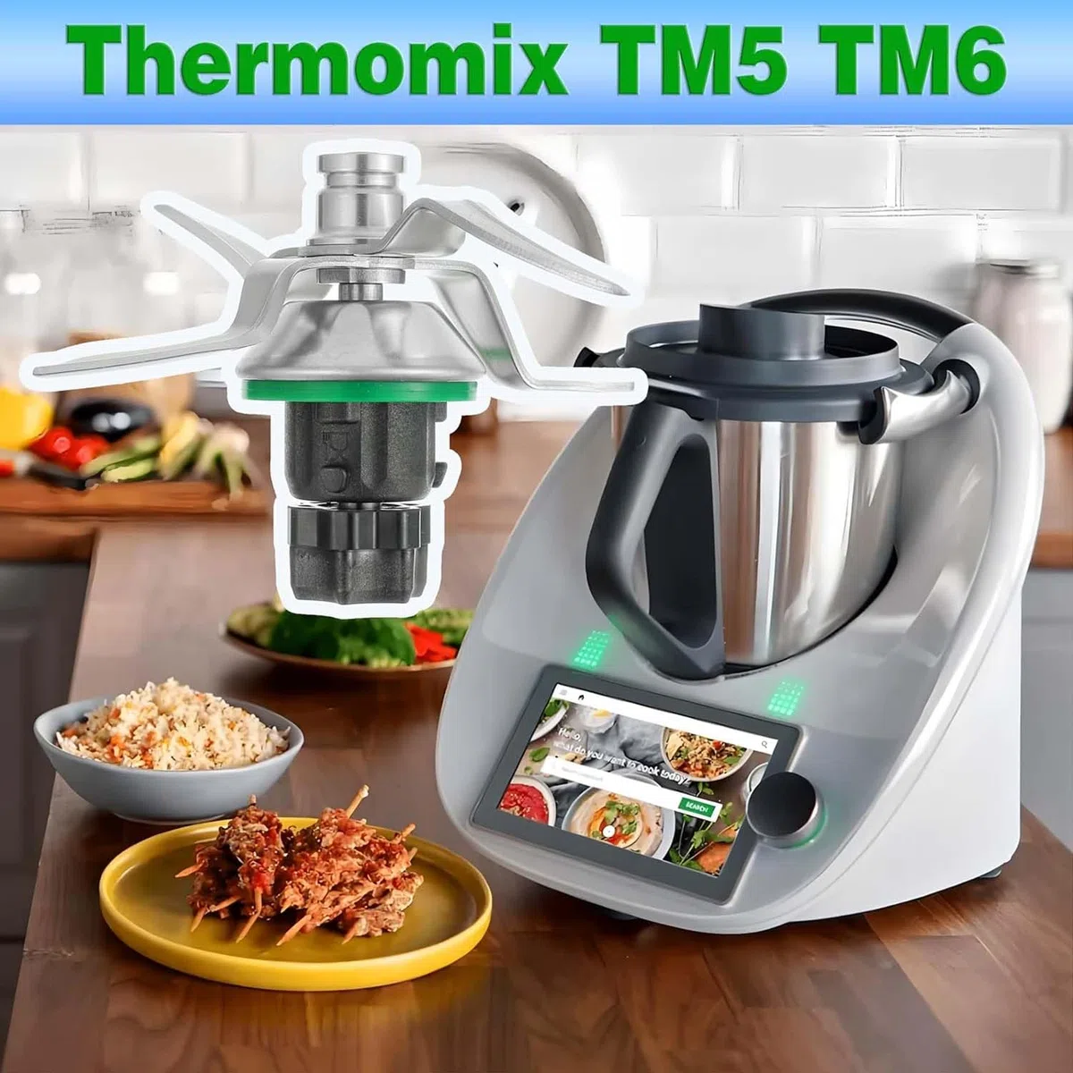 Para Thermomix TM5/TM6 Cuchilla de repuesto de acero inoxidable Cuchilla de licuadora (con sello)- Accesorios de cuchilla de licuadora para procesador de alimentos Compatible con TM5 TM6