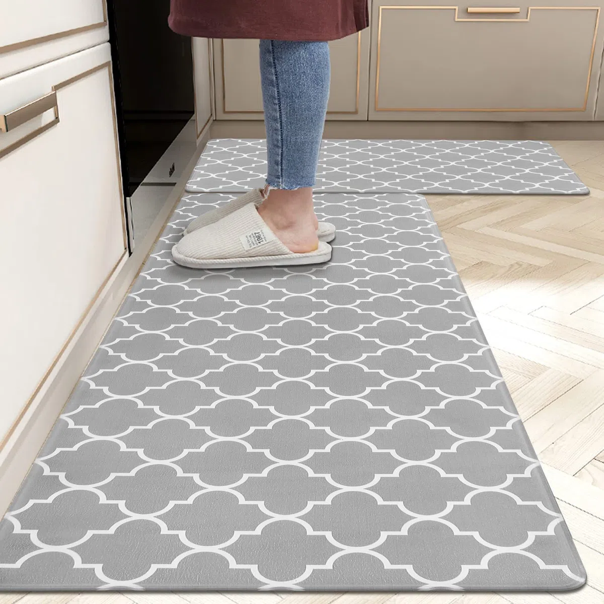 Pauwer Juego de 2 Alfombrillas de Cocina Antideslizantes de PVC antifatiga, Juego de alfombras de Cocina y tapetes Largos, Alfombrillas de pie para Cocina, Comedor, 44 x 70 cm + 44 x 150 cm