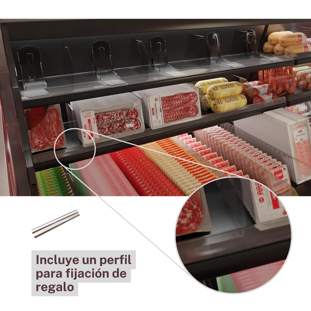 FLETA Separadores de Policarbonato para Vitrinas, Transparente, 12cm Alto, Pack de 6, con Perfil de Fijación, 35/45/55cm Largo, para Organización de Mostradores Comerciales (Pequeño 35 cm)