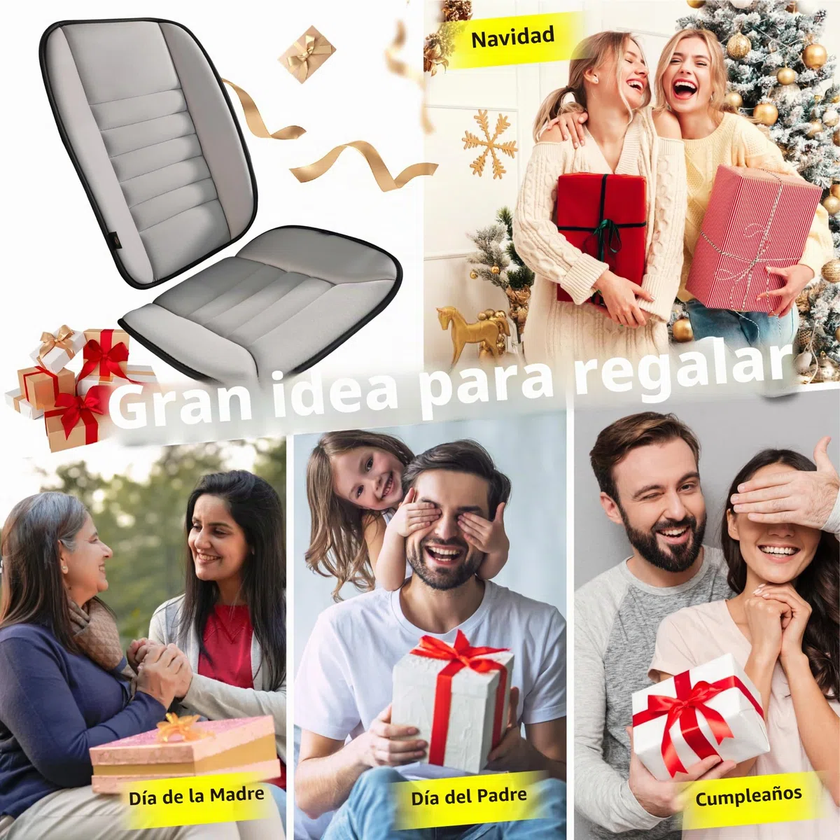 kingphenix Cojín para Asiento de Coche con Almohada de Soporte Lumbar: Diseño de Espuma Viscoelástica Mejorada para Alivio del Dolor, Ideal para Conductores y Uso en Oficina - Comodidad Lombar