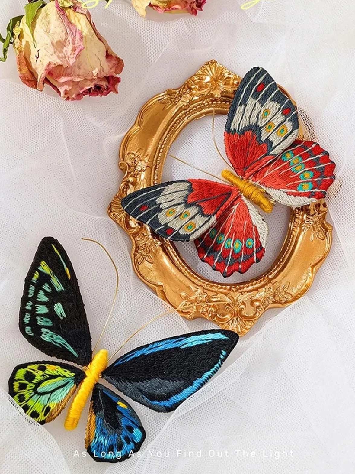 FBHFSUIEF Kit de bordado, kit for principiantes, costura hecho a mano mariposa(Color B)