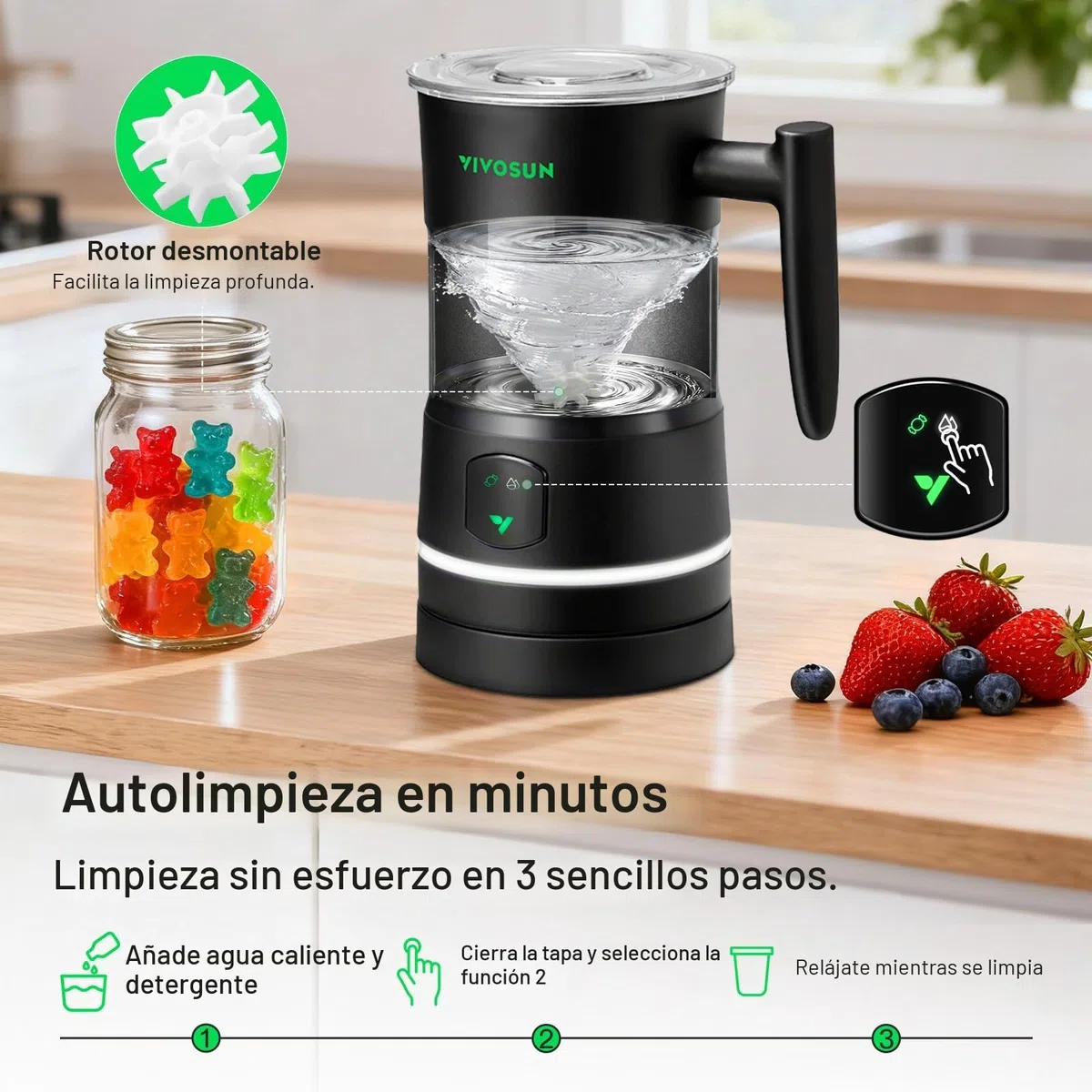 VIVOSUN Máquina para hacer gomitas, máquina de caramelos manos libres, mezclador comestible con infusión de aceite con doble rotor, olla de acero inoxidable de grado alimenticio y moldes de silicona