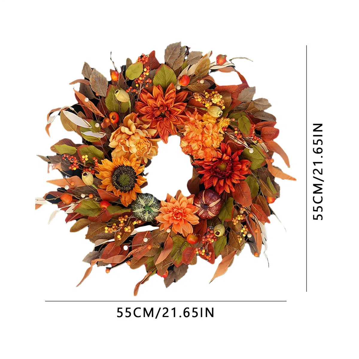 Coronas De Otoño Para La Puerta De Entrada 42 Centímetros Artificial con | Coronas Otoñales para Exterior Para Decoración de Puerta Pared y Ventana para de Acción de Graci
