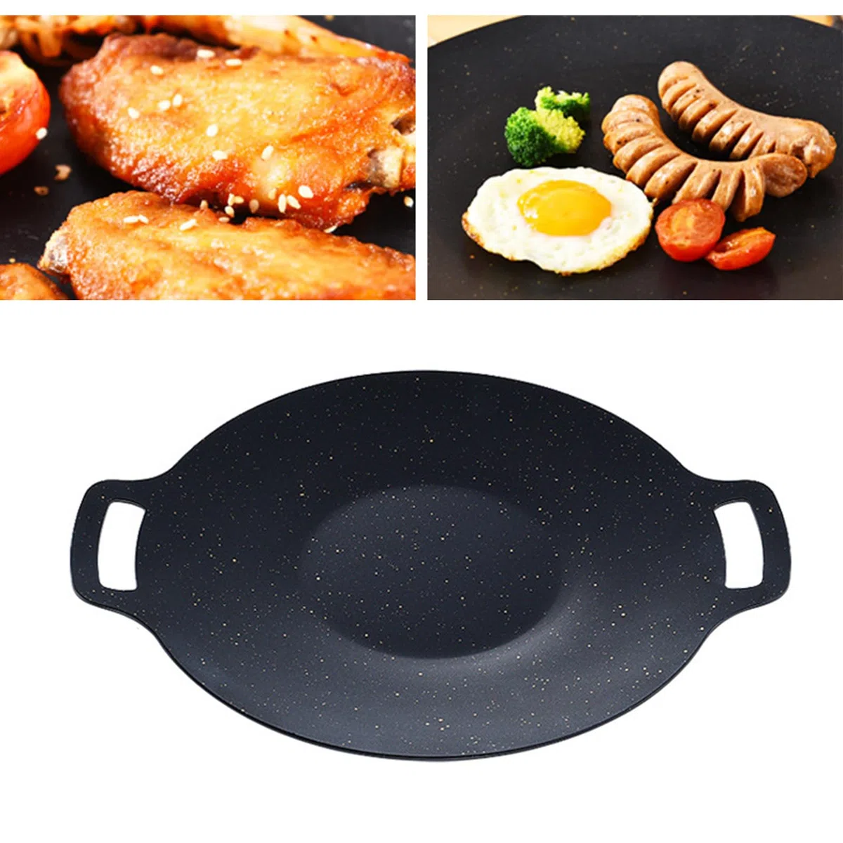 Sartén coreana para parrilla, piedra Maifan, placa de parrilla antietapas de alta temperatura (28 cm)