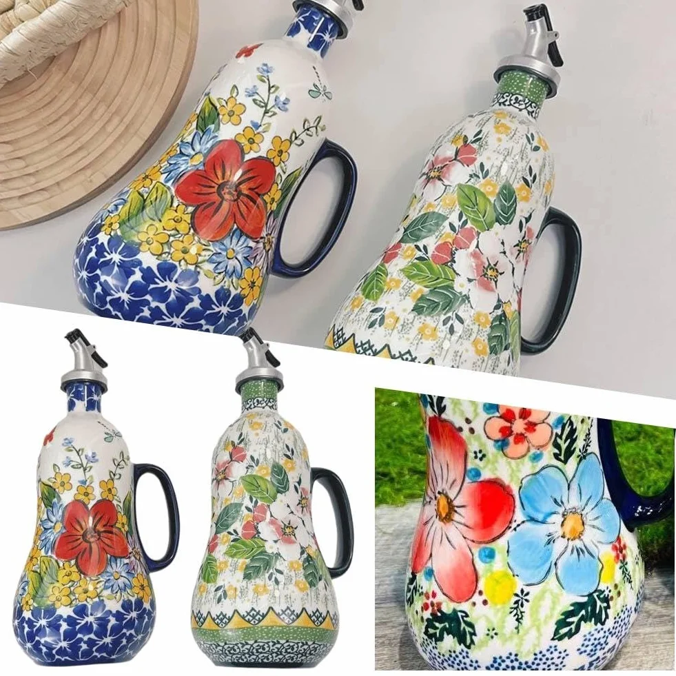 Botella dispensadora de aceite de oliva de cerámica, boquilla antigoteo para cocina, ideal para vinagre y salsas