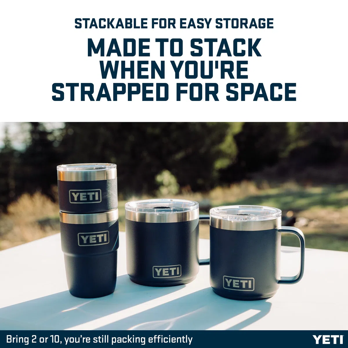 YETI Rambler Stackable Cup with Durasip Ceramic Lining, Vacuum Insulated Stainless Steel Cup with Magslider Lid, Ridgeline, 8 oz (236 ml)