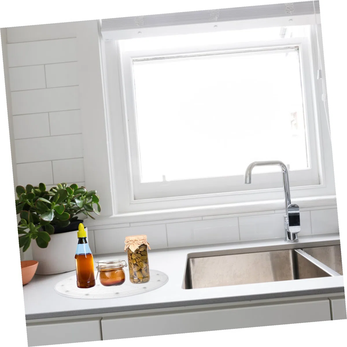 Bandeja Giratoria Acrílico Transparente 30 Cm 12 Pulgadas Plato Giratorio Multifuncional Estante de Almacenamiento Giratorio Organizador de Condimentos para Cocina Hogar