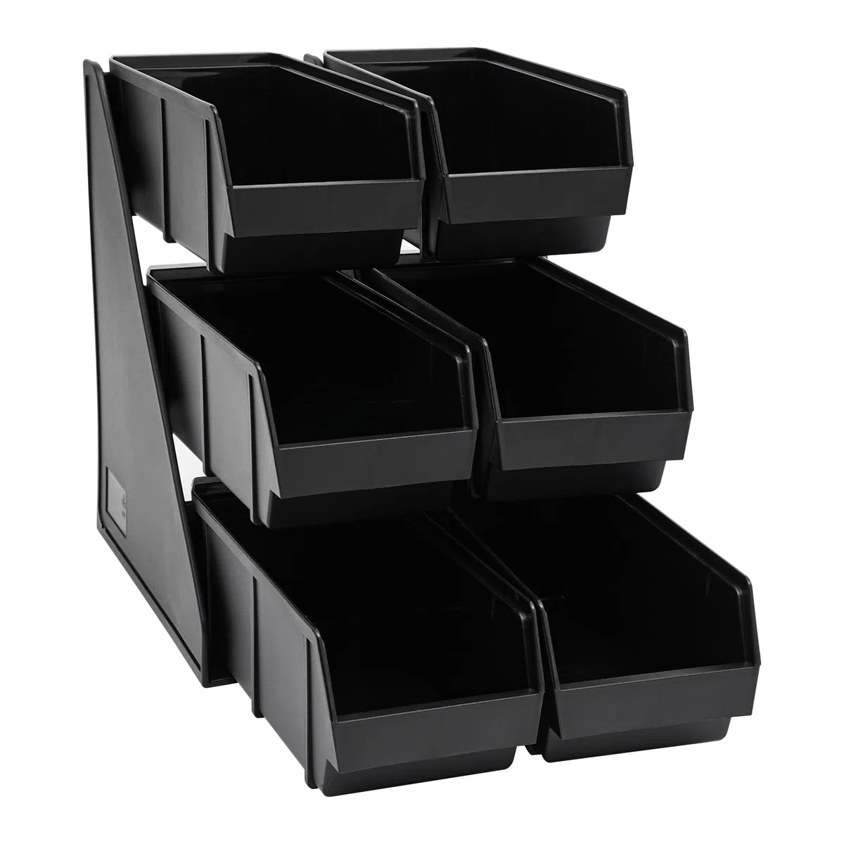 Soporte Organizador de condimentos de 3 Niveles con 6 Compartimentos para condimentos, Sobres de Salsa y café, de plástico Negro. Organizador de Almacenamiento para Bar, Restaurante, cafeter