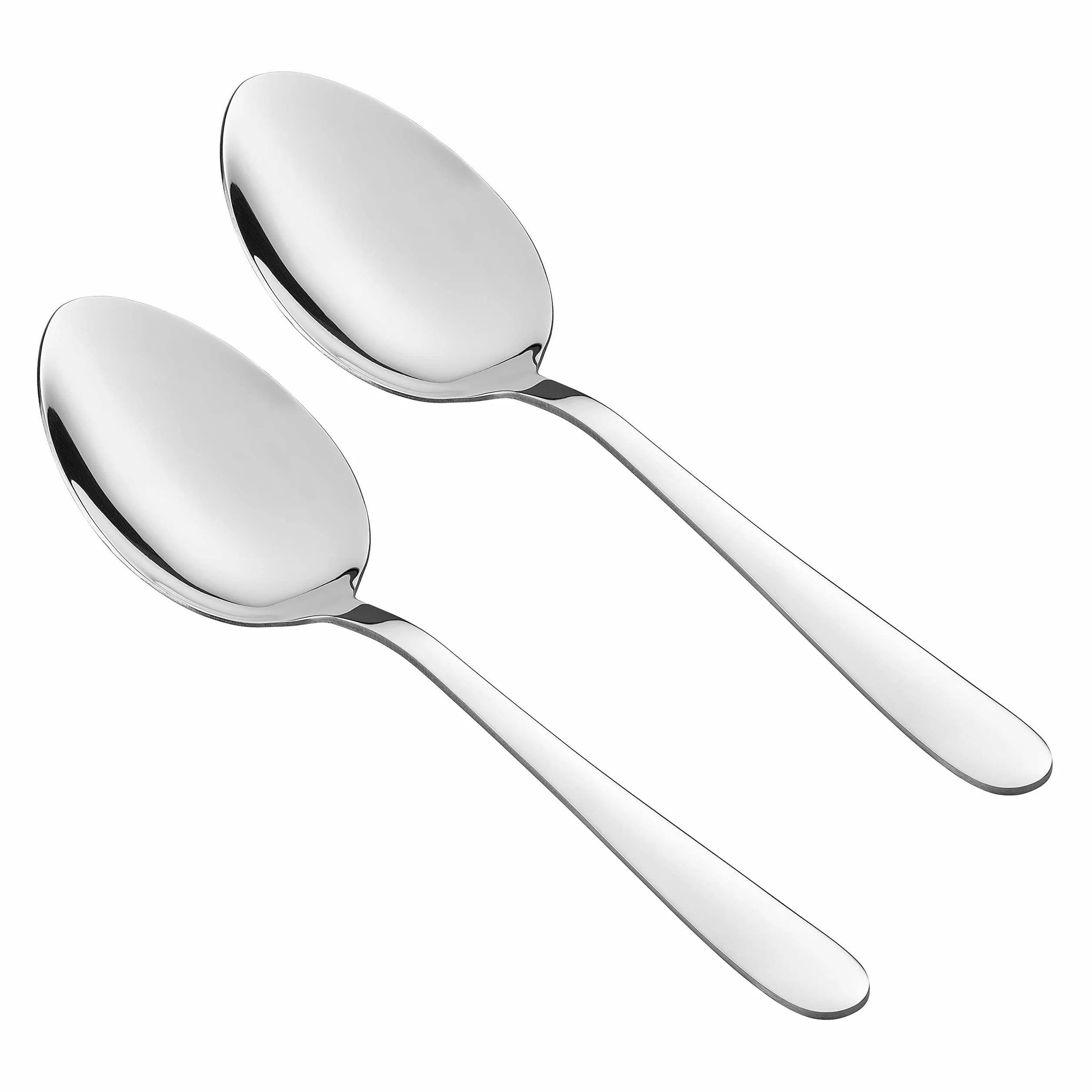 Tala Cucharas de servir de acero inoxidable de alto rendimiento, juego de 2 piezas, acero inoxidable con acabado pulido espejo, aptas para lavavajillas, plata metálica