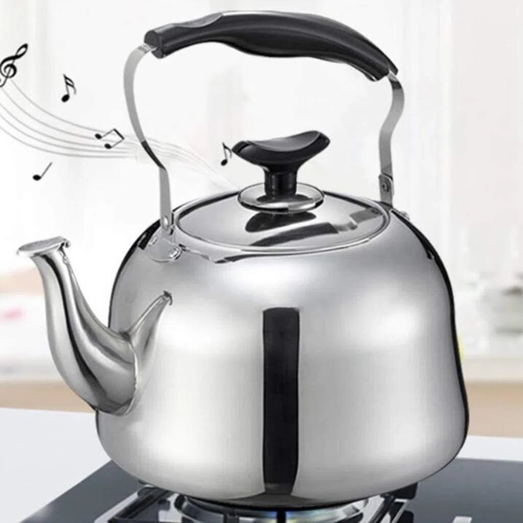 SHISHI Caldera de Acero Inoxidable 304 5L de Gran Capacidad de los hogares silba Gas Gas Cocina de inducción Universal Cocina Jarros Durable y fácil de Limpiar.