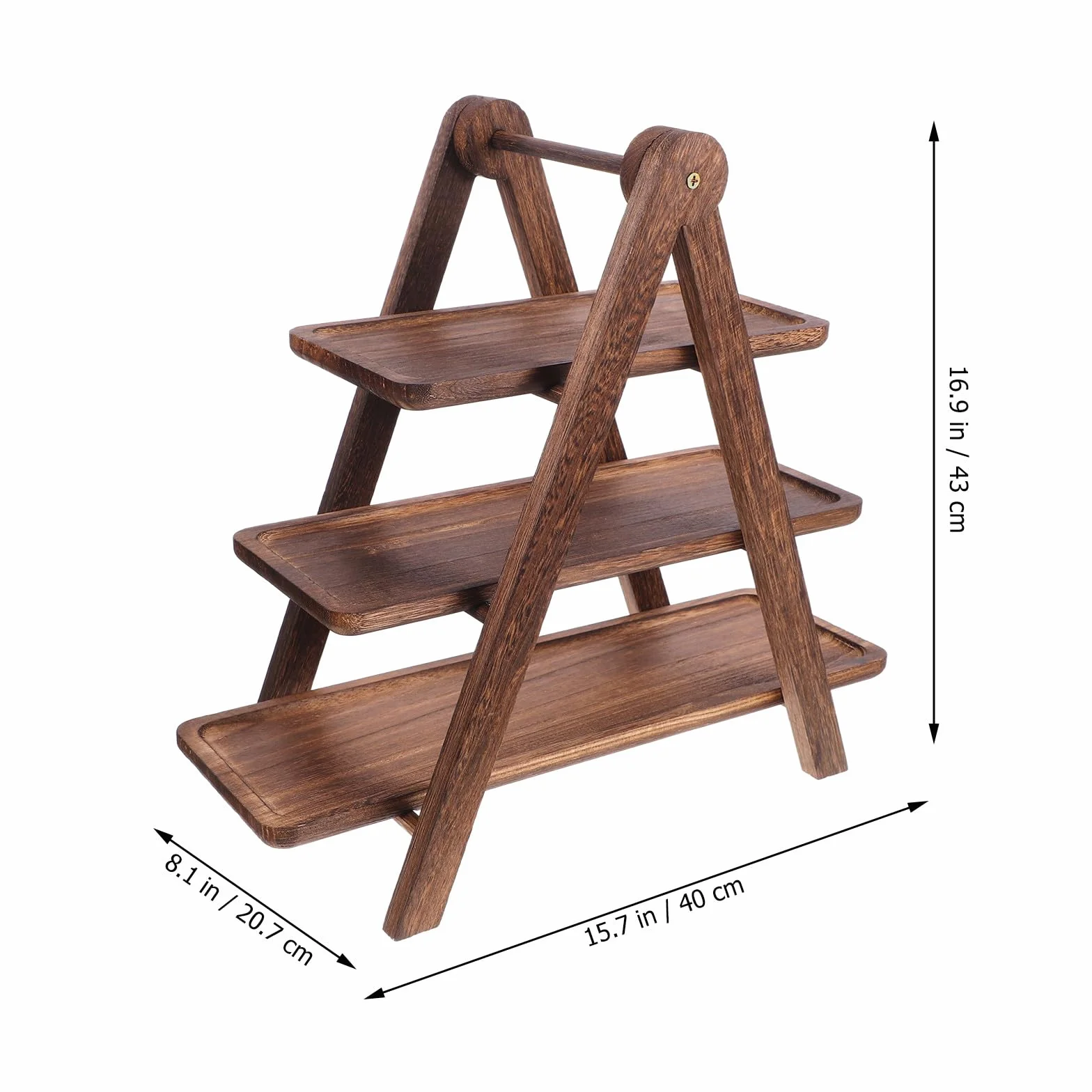 Estante de almacenamiento de alimentos de madera de 3 niveles, plato multicapa con bandeja para guarniciones y exhibición de alimentos frescos, ideal para nización de cocina y ahorro de espacio