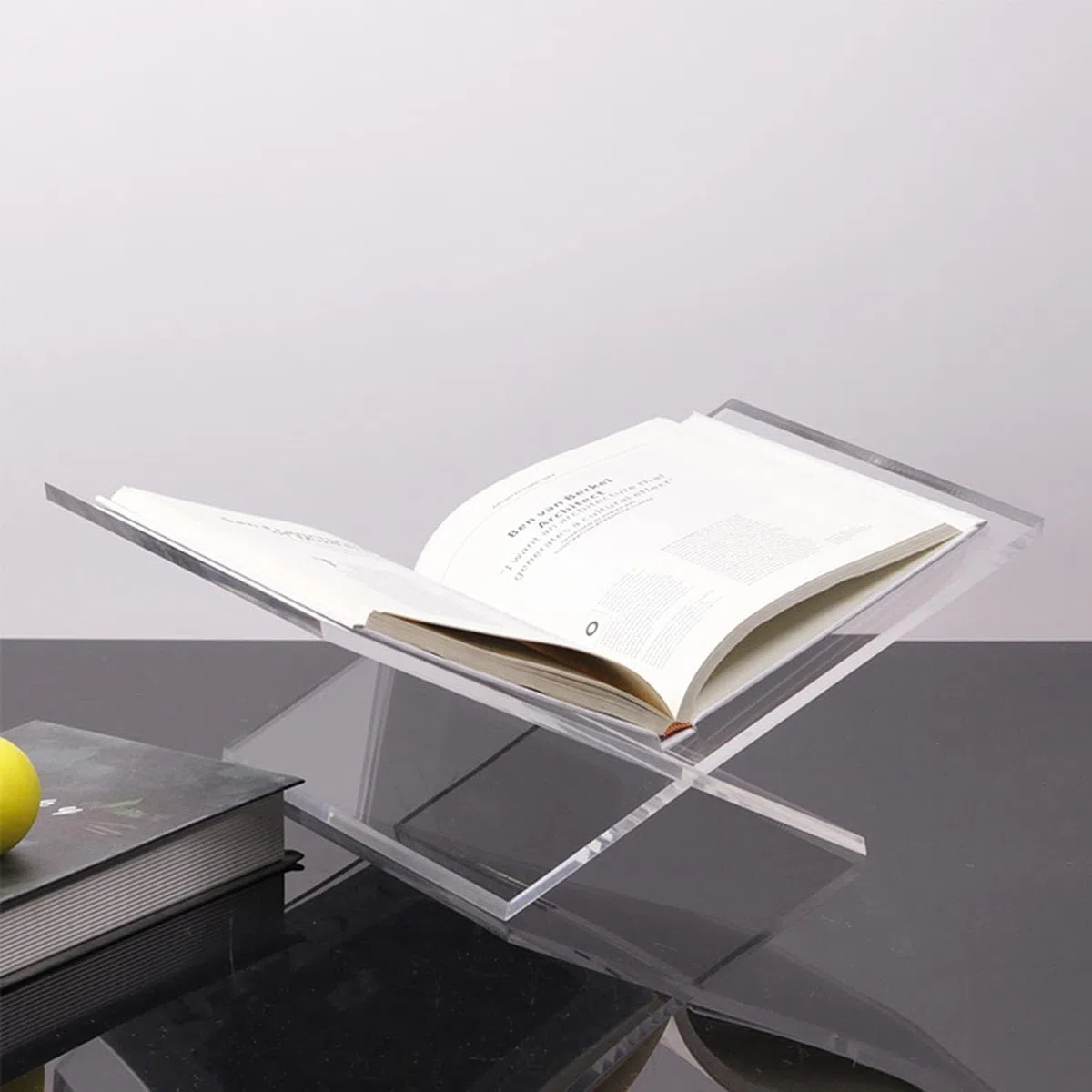 Atril de acrílico para libros, revistas, revistas, soporte para libros de cocina, soporte transparente para escritorio, forma de X, soporte para exhibición de libros abiertos y cerrados, imagen de