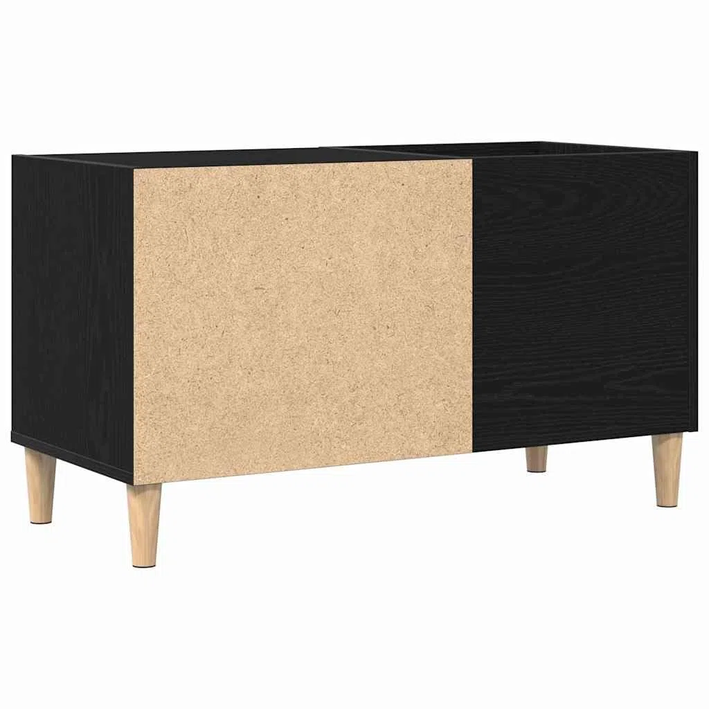 Mueble porta vinilos roble negro 84,5 x 38 x 48 cm | Diseño minimalista, elegante para salón, ideal para colección de vinilos