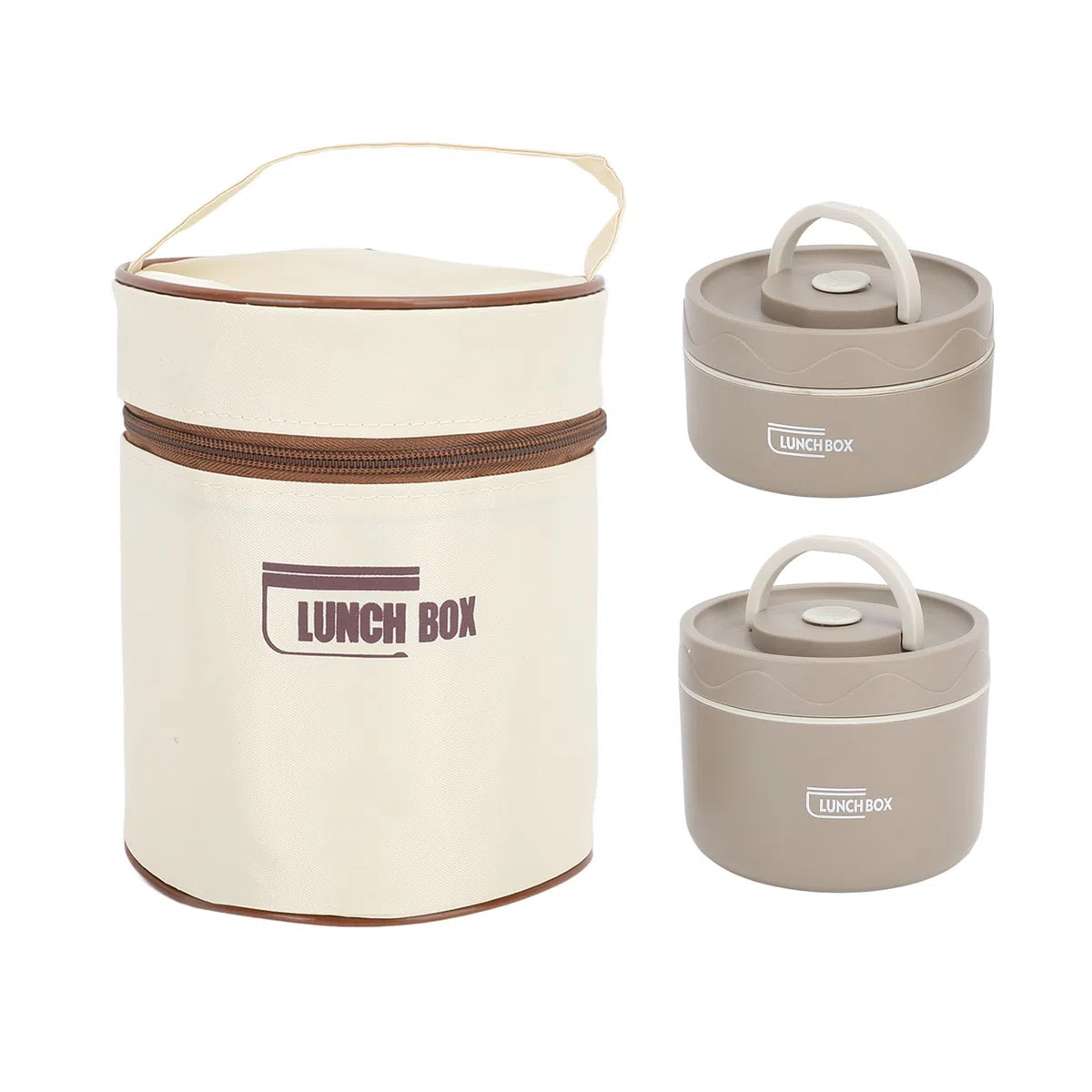SIXRUN Contenedor de Almuerzo Aislado, Contenedor de Alimentos Aislado de Acero Inoxidable 304 con Tapa y Bolsa Térmica, Caja Térmica Redonda a Prueba de Fugas Mantiene la Comida Caliente de 4 a 5