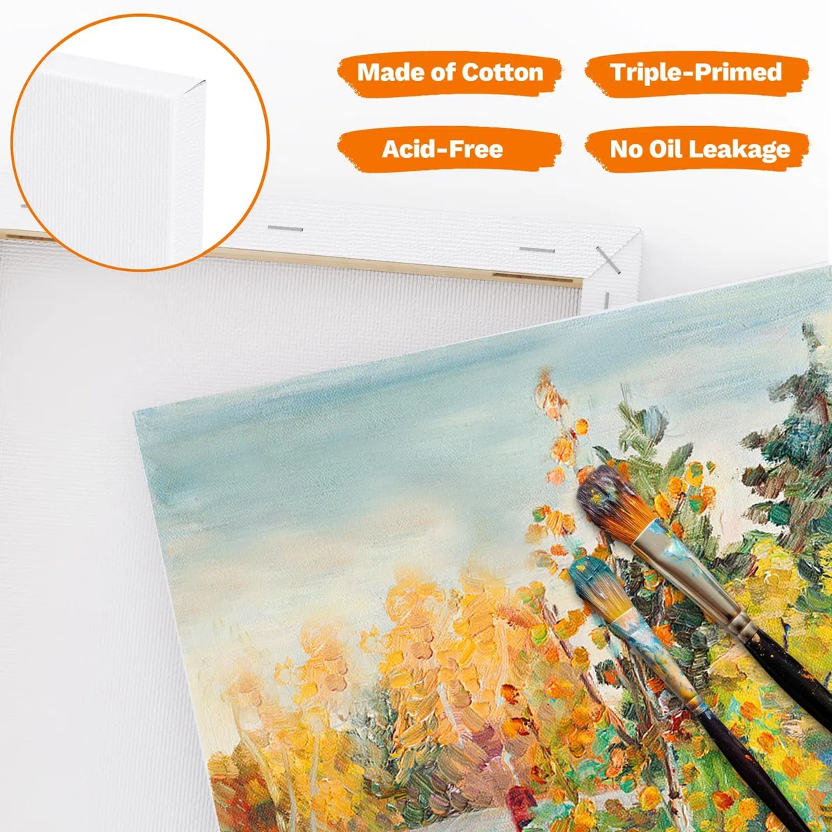 Koncci Lienzos para Pintar, Set de 2 (50x70CM) Algodón sin Ácidos Lienzo con Marco, Canvas para Pintar, Lienzos para Pintura al Acrílico, Oleo, Acuarela, Niños, Principiantes, Artistas