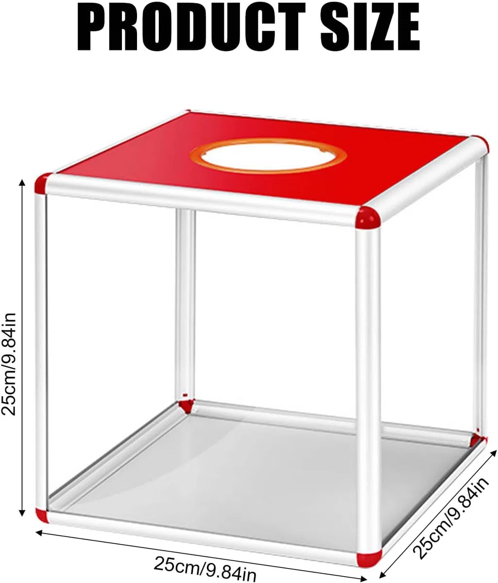 Caja de lotería, caja de lotería transparente de 25 cm, caja de tombola con aleación de aluminio, caja cuadrada de bolas de bola para recaudación de fondos (transparente)