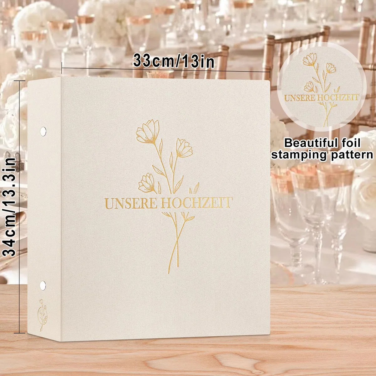 Lanpn Álbum de fotos de boda, 10 x 15 cm, 1000 cm, de lino grande, para colocar en vertical y horizontal, fotos para novios, compromisos, aniversarios, novias, color beige