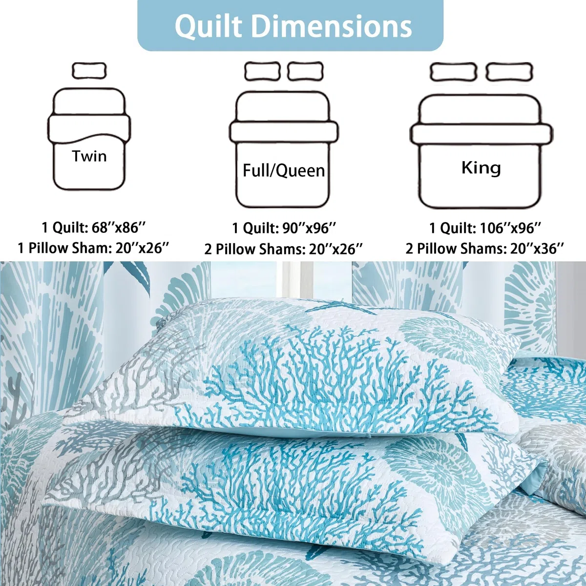 Tritard Juego de edredón costero de 3 piezas tamaño matrimonial/queen, edredones reversibles de microfibra con 2 fundas de almohada, ropa de cama de playa, colcha náutica, edredón de verano para todas