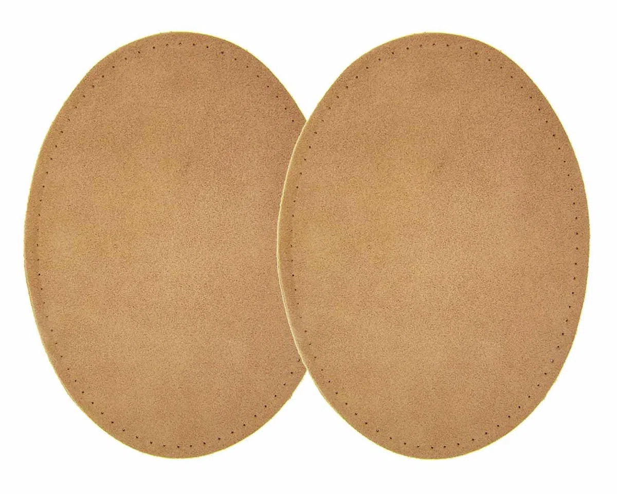 Dos Grandes coser Natural ante codo parches 4,75 en X 6,5 en color beige