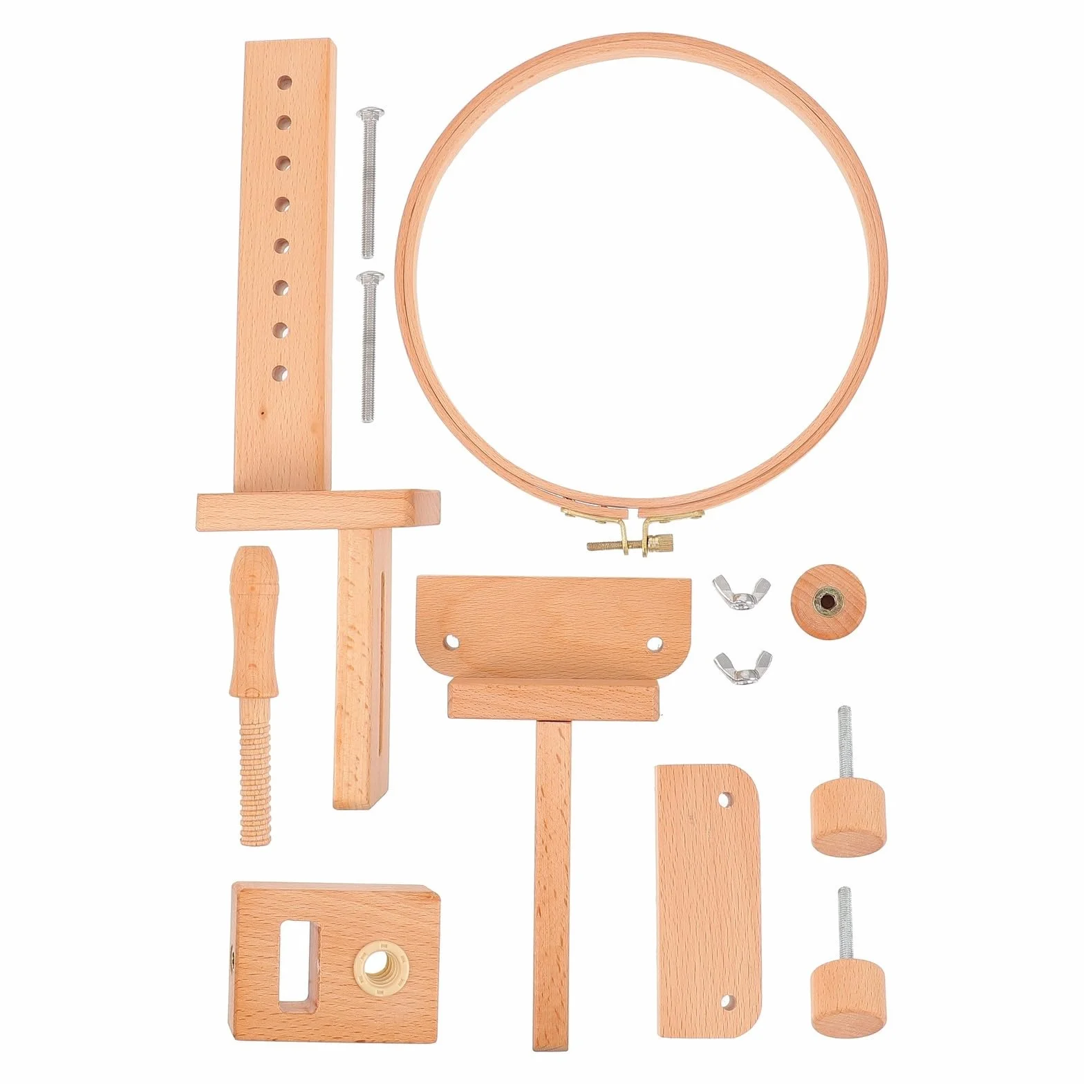 BATHVEVE 360grado Grados Giratorio Soporte de Madera para Punto Cruz Ajustable con Ganchos para Bordado DIY para Estudio y Hogar