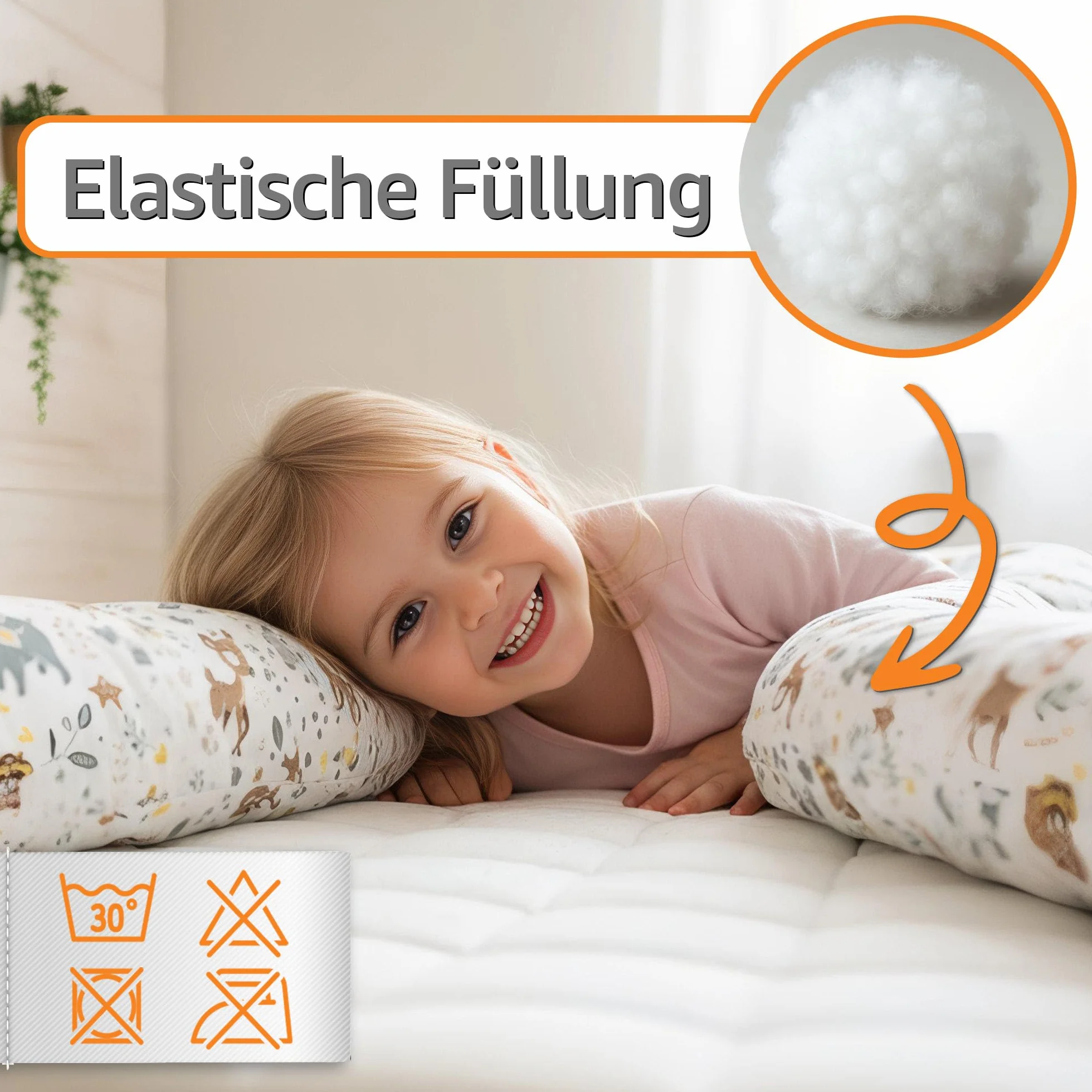 Totsy Baby Almohada para Dormir de Lado algodón 200 cm Algodón - cojin Cervical Enrollable Lavable Cojines Grandes Almohada para el Cuerpo Oeko-Tex Ciervo