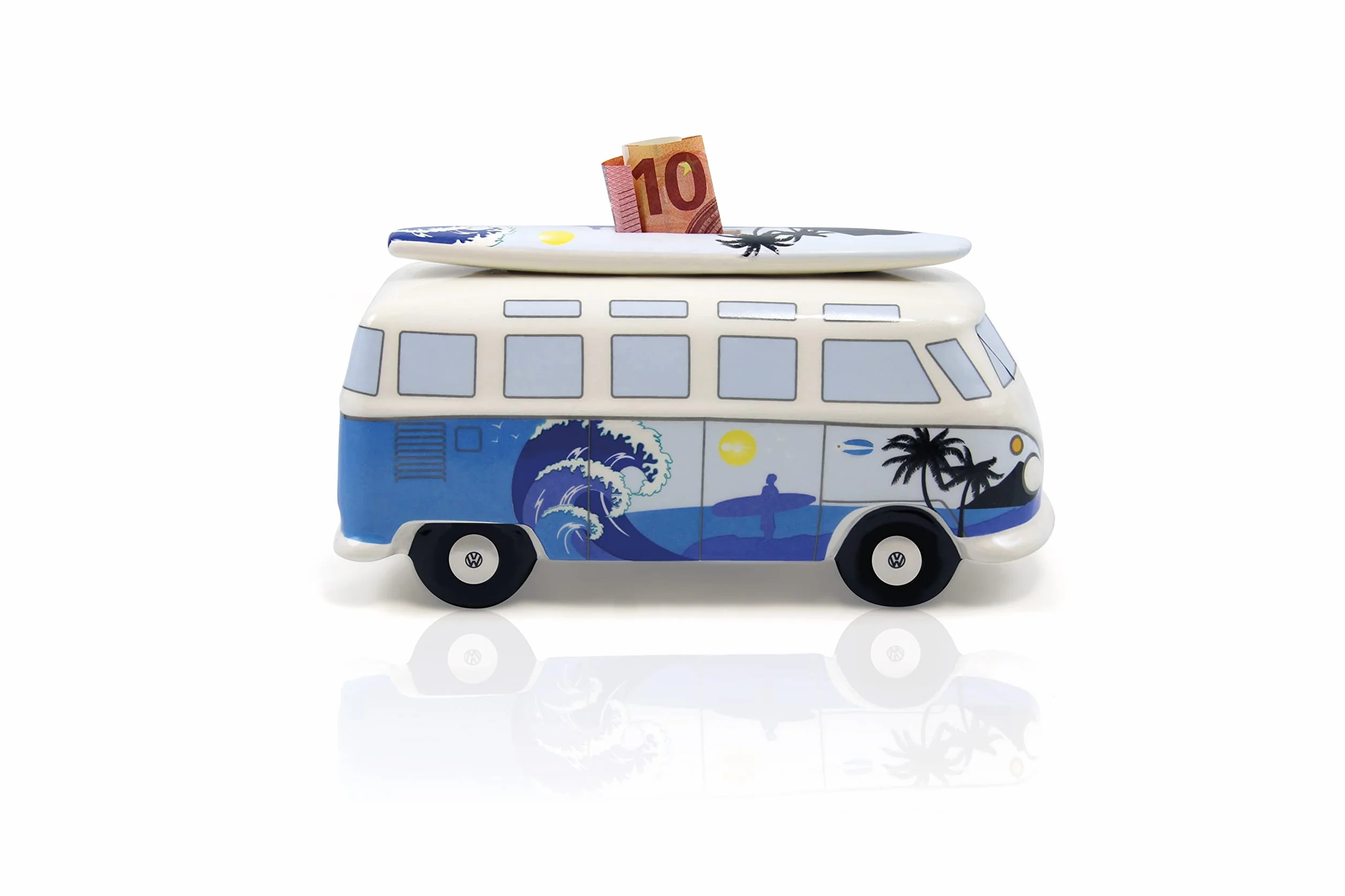 BRISA VW Collection - Hucha de Cerdito T1 Camper Bus Samba y Tabla de Surf (Surf/Azul)