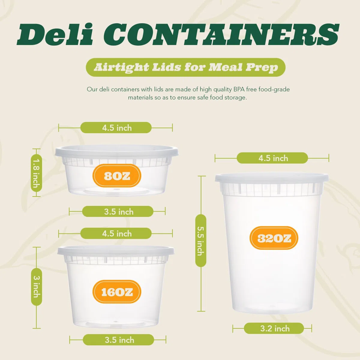 glotech contenedores de almacenamiento de alimentos con tapas, resistente y a prueba de fugas – Foodsavers Deli tazas