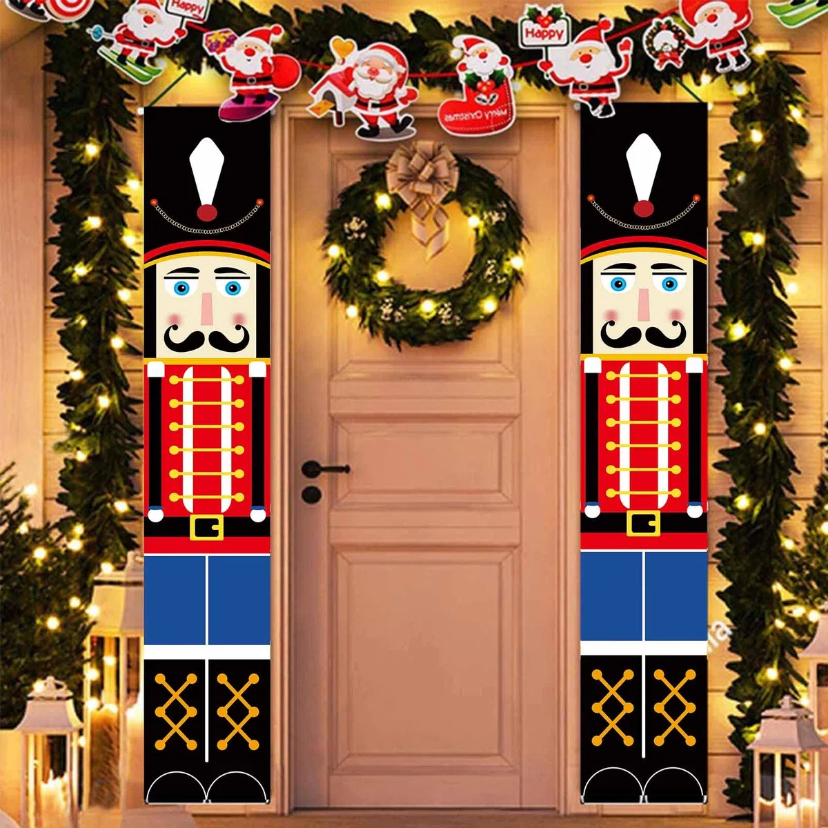 1 Par 30 X 180cm Decoración Colgante De Porche De Navidad Para Exteriores, Decoraciones Navideñas Cascanueces,Pancartas de Cascanueces,Para Vacaciones, Al Aire Libre, Interior, Fiesta