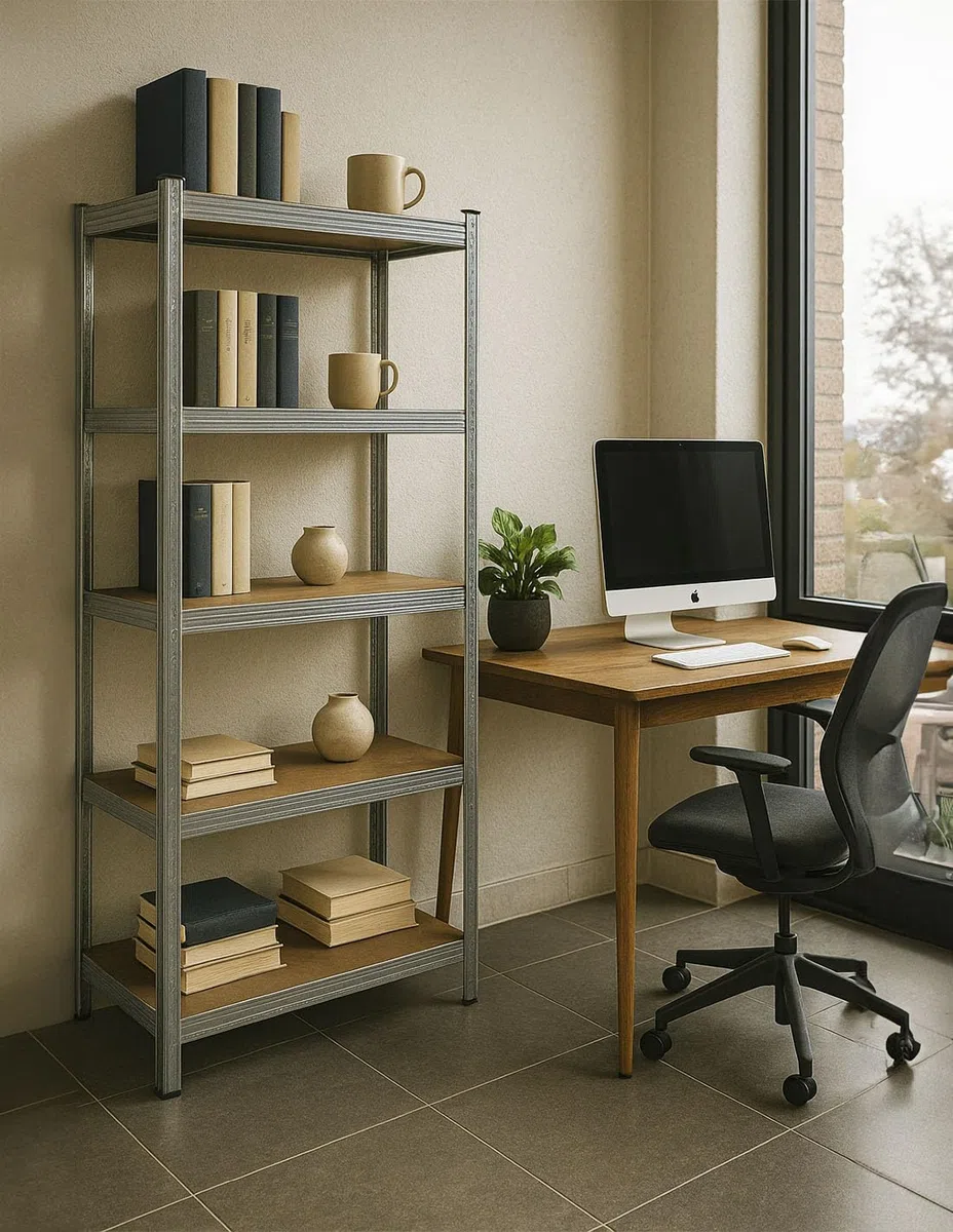 Jardin202 - Estantería Modular de Acero y Madera | Unidad de Almacenamiento de 5 baldas con estantes Ajustables en Altura | 180 x 90 x 40 cm | Peso máximo 875 kg | Pack 2 uds (Plata)