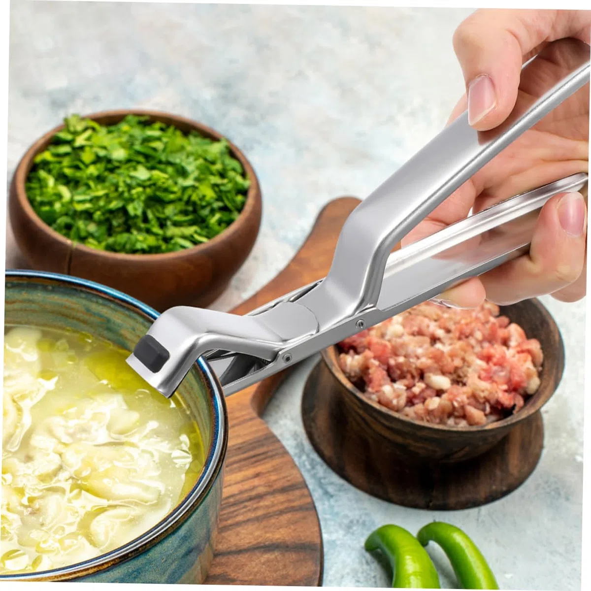 HEALLILY 2 Piezas Pinzas Anti-escaldaduras para Recipientes Pinzas de Acero Inoxidable para Cocinar Elevador Reutilizable para Platos para Sartenes para Hogares y Establecimientos
