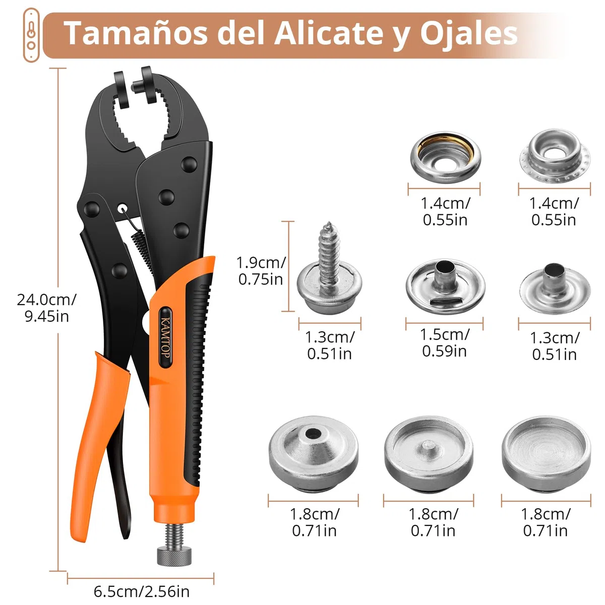 Kamtop Kit de Corchetes de Presión de 30 Pares con Alicates Botones a Presión Metálicos con 3 Bases Intercambiables Guantes para Hacer Agujeros en Cuero Cinturones Lona Vaqueros