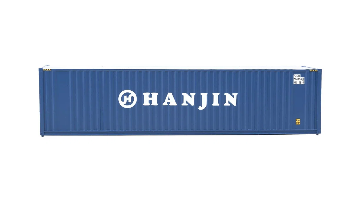 Walthers SceneMaster HO Scale Model of Hanjin 40' Hi Cube Corrugated Container w/Flat Roof,949-8208