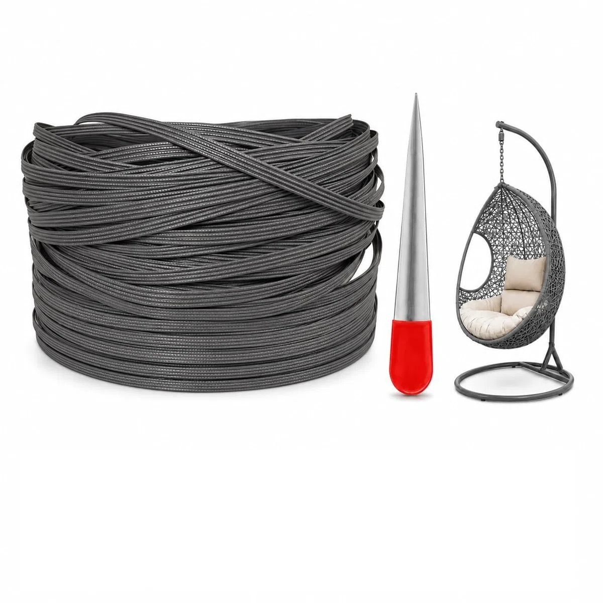 Ratán sintético de plástico, 65 m, tejido plano de ratán sintético con palanca, material de reparación para muebles de exterior, silla de ratán, mesa y cesta (beige)