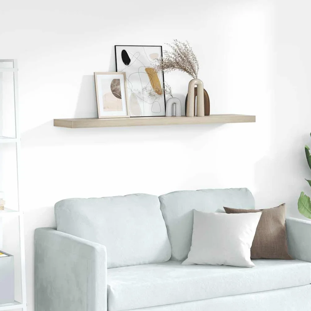 Estantería flotante de 120 x 23,5 x 3,8 cm, madera de roble MDF y metal, con sistema de fijación invisible, soporta hasta 10 kg, para salón, pasillo, dormitorio