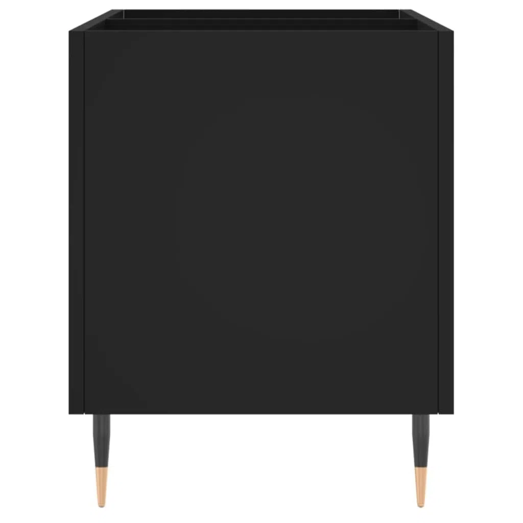 Armario con paneles de madera negro con patas de hierro, 74,5 x 38 x 48 cm, espacio para discos de vinilo, aparador de salón, estante para CD, DVD, estante Hi-Fi, organizador para discos de