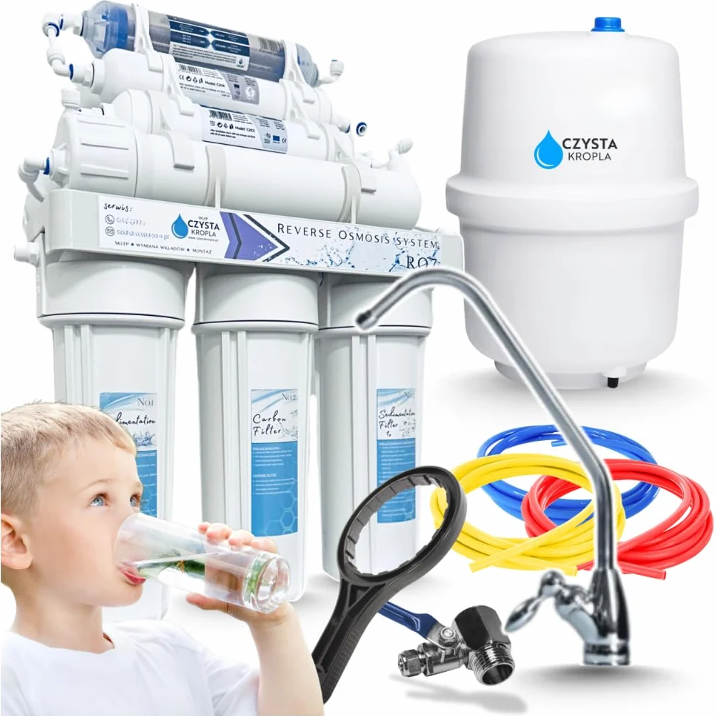 Czysta Kropla Sistema de Ósmosis Inversa de 7 Etapas Filtro de Agua Bajo Fregadero con Mineralizador Ionizador y Tanque de 12 Litros RO7