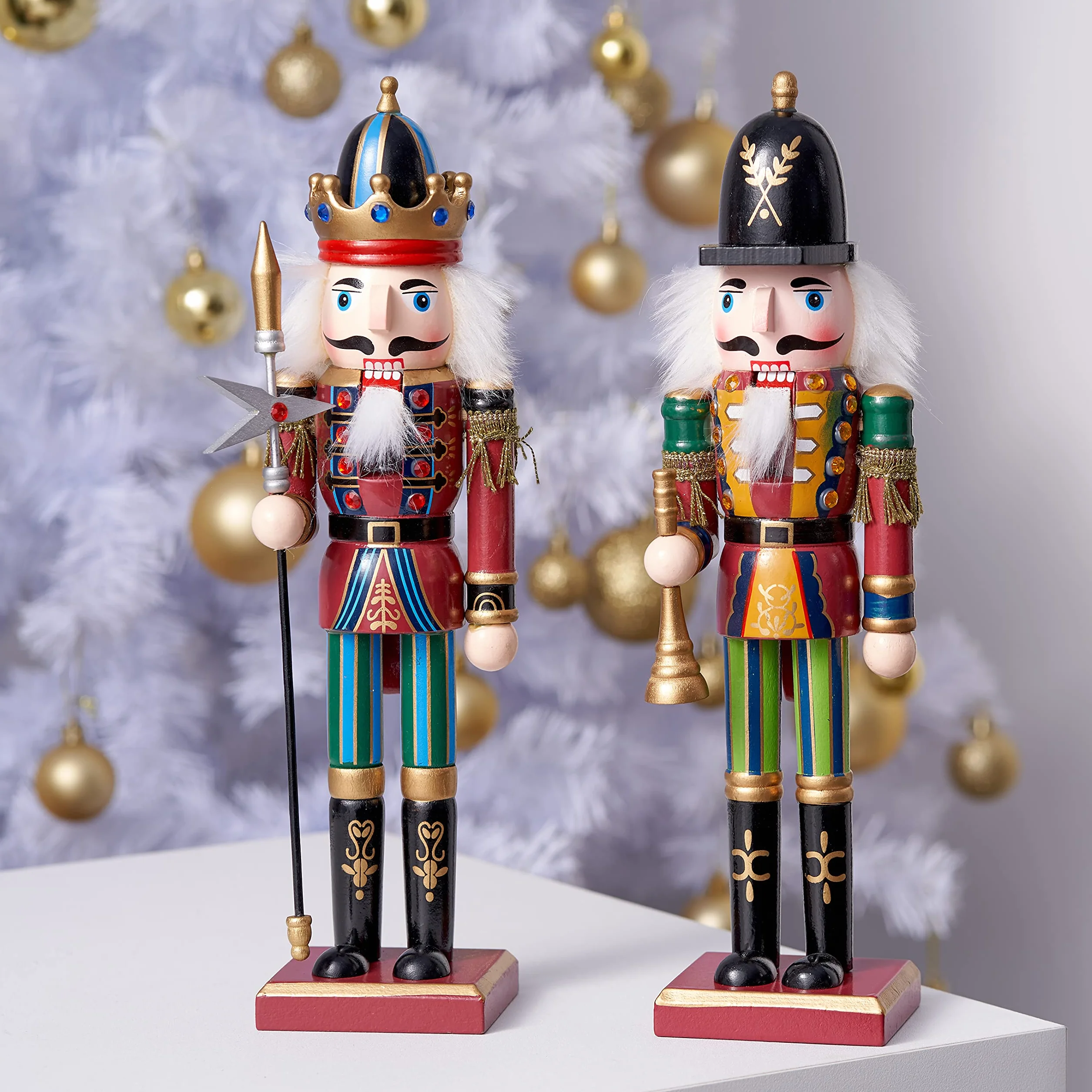 The TWIDDLERS 2 Figuras Grandes de Madera de Cascanueces de Navidad, 30 cm, decoración clásica de Navidad