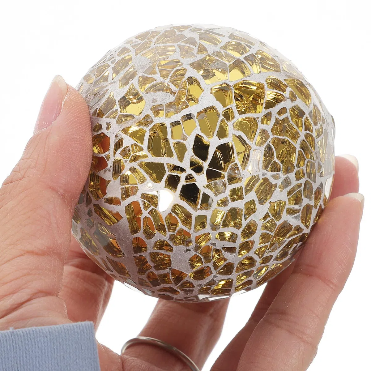 SEWACC Bolas De Cristal Decorativas De Mosaico 3.1 Pulgadas 2 Piezas Adornos Esféricos para Centro De Mesa Decoración Moderna para Hogar Y Eventos