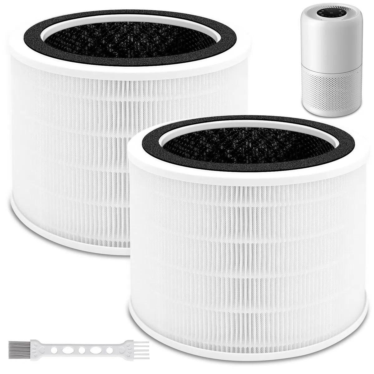 2 filtros Core 200S de repuesto, filtro de repuesto para purificador de aire Levoit Core 200S 3 en 1 H13 HEPA de repuesto de carbón activo, limpia hasta un 99,98% de polvo, polen, alérgenos para