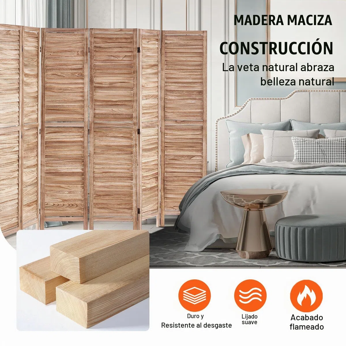 VEVOR Divisor de habitación plegable de madera, 8 paneles, 66.9 pulgadas de alto, pantalla de decoración portátil para separación de espacios