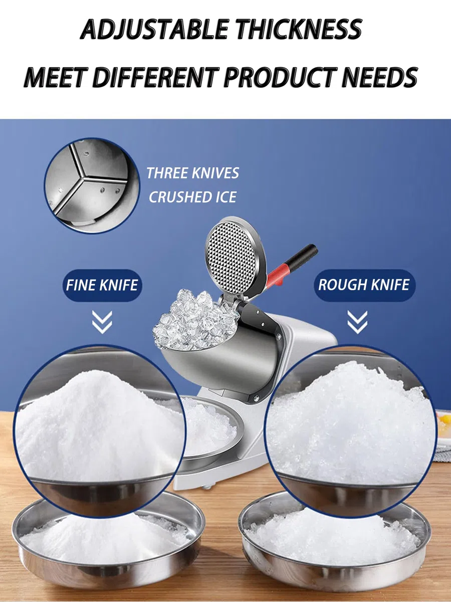 Máquina trituradora de Hielo, raspadora de Hielo de Grosor Ajustable con 3 Cuchillas para granizados, cócteles y Batidos.